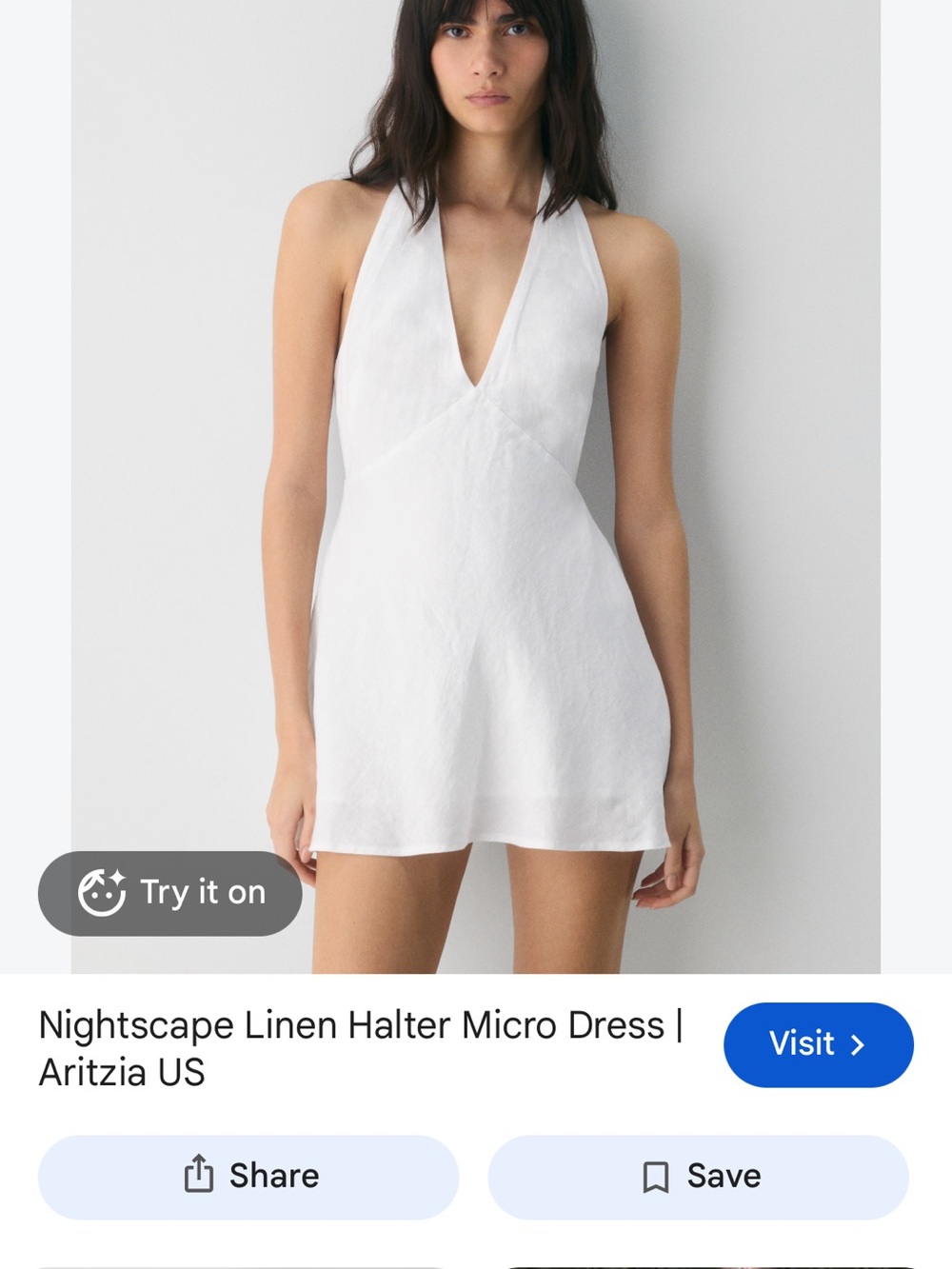 Aritzia White Linen Halter Mini Dress